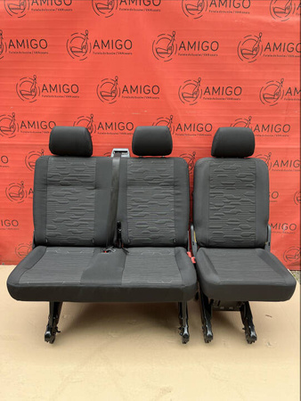 Bench rear triple seat VW T5 T6 Transporter Circuit 2+1 single + double ...