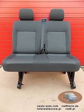 Bench rear double seat VW T5 GP Transporter TASAMO RHD UK | SEAT BELT MOUNTS