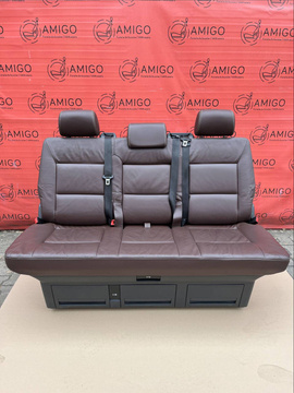 Bench rear triple seat VW T5.1 T5 dattel brown leather Multivan Caravelle t6