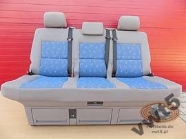 Bench rear triple seat VW T5 Blue LLL Multivan Caravelle