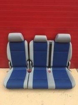 Seat rear bench double VW Caddy second row blue grey