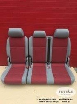 Seat rear bench double VW Caddy second row red grey