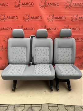 VW T5.1 T5 SET Sitzbank hinten Doppel Einzelsitz Grau 2. Reihe + Gurte Halterungen RHD