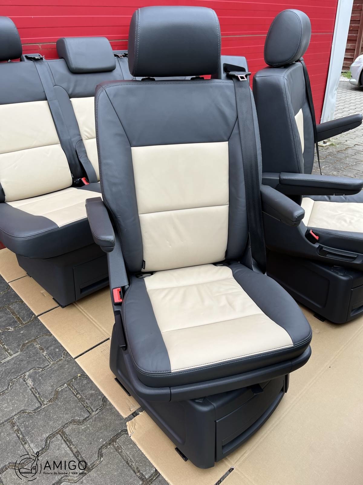 Lehnen Sitzbezug Beifahrersitz VW T5.2 Bus Multivan Leder grau