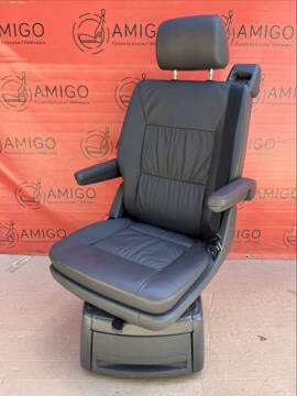Einzelsitz VW T5 Multivan Caravelle Anthrazitfarbenes Leder hinten T6 drehbar