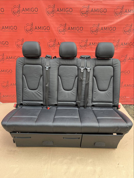 Seat rear bench bed Mercedes V-class W447 Black Lugano Leather