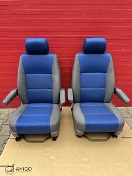 Fotele przód VW T5 T6 kierowcy pasażera Niebieski antracyt DUO