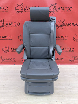 VW T5 Sitz Multivan Hinten Einzelsitz Grau Leder ISOFIX T6
