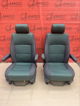 Fotele przód VW T5 T6 kierowcy pasażera antracyt DUO zielone