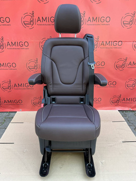 Fotel pojedynczy tylny Mercedes V Klasa W447 Skóra Nappa Maron Brązowa