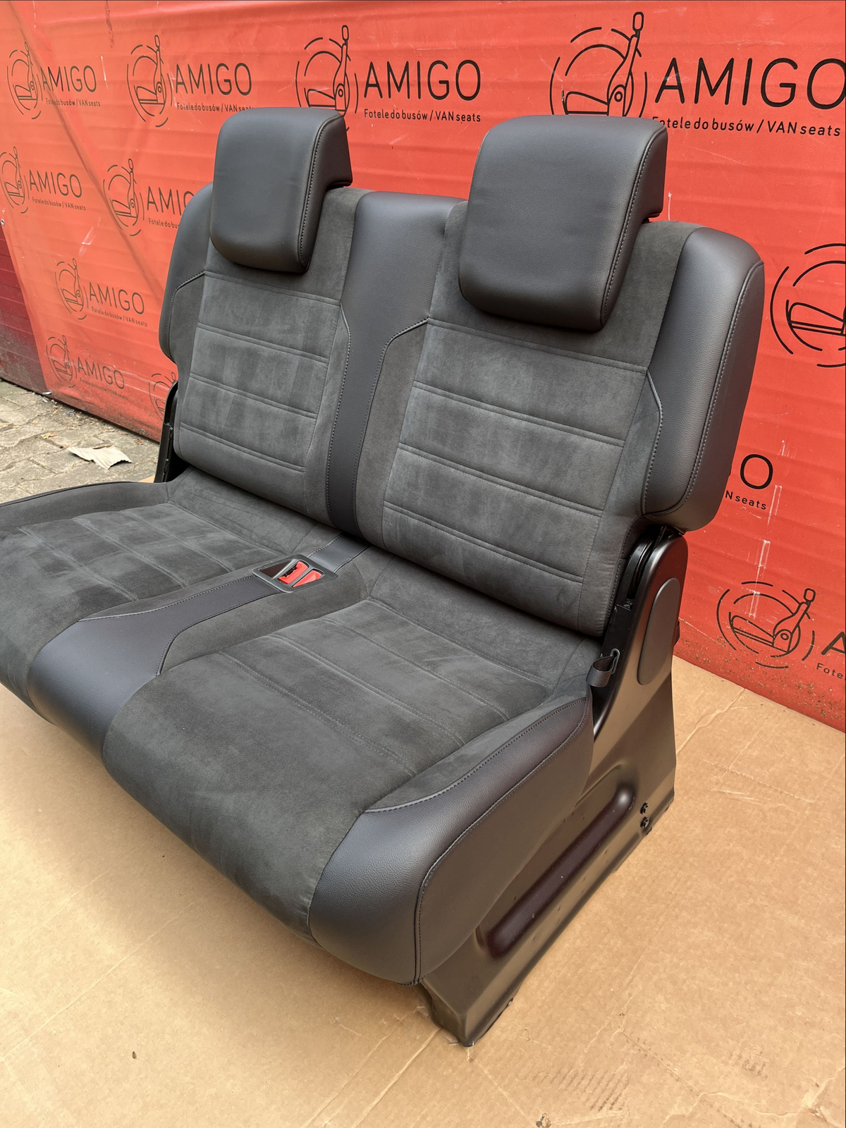 Seat rear bench double VW Caddy MAXI third row Alcantara Black