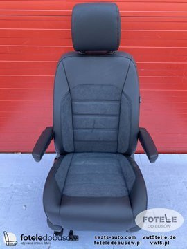 Fotel przód kierowcy VW T5 T6 skóra alkantara czarna tytanowa