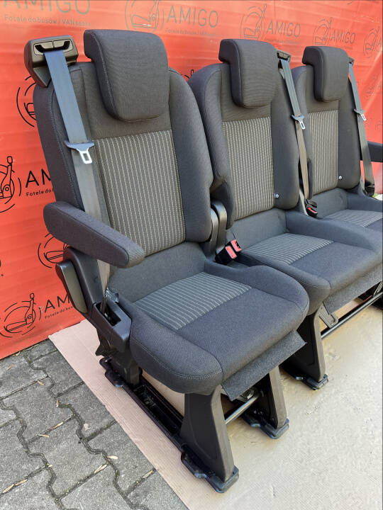 Ford Transit Custom Combi Seat 2+1 Single Seat Bench Seats White Lane Armrests LHD