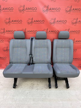 Fotel dwuosobowy dwójka tył + koziołek VW T5 Inca RHD