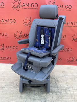 VW T5 Multivan Sitz Einzelsitz Drehsitz Kindersitze Leder grau ISOFIX T6
