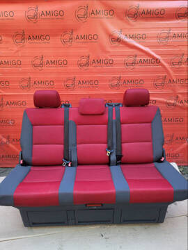 Kanapa tylna potrójna Duo czerwona VW T6 Multivan Caravelle T5