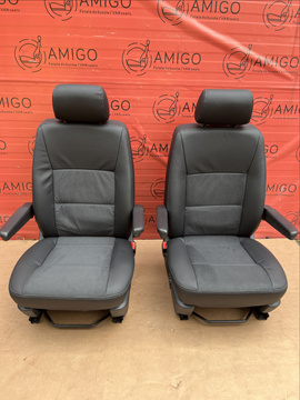 VW T5 Multivan Fahrer & Beifahrersitz Sitz Vorne LEDER Anthracite beheizt Airbag