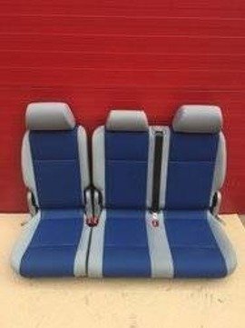 Seat rear bench double VW Caddy second row blue grey