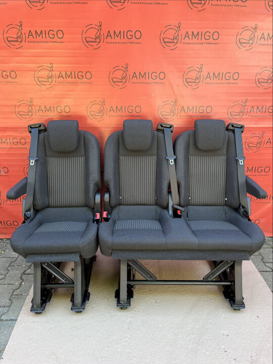 Ford Transit Custom Combi Seat 2+1 Single Seat Bench Seats White Lane Armrests LHD