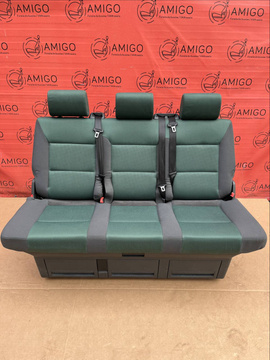 Bench rear triple seat VW T5 Multivan Caravelle Anthracite Duo Green