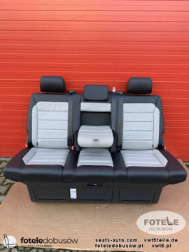 VW T6 Sitzbank Multivan Sitz Schlafsitzbank Schlafbank Schwarz moonrock Leder SAVONA  T5